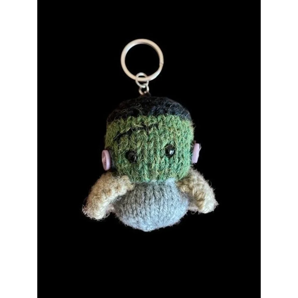 Frankenstein's Monster Keychain Bag Charms Keyring Halloween Accessory Knit Doll